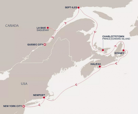 Seglingsrutt Quebec New York host 2026